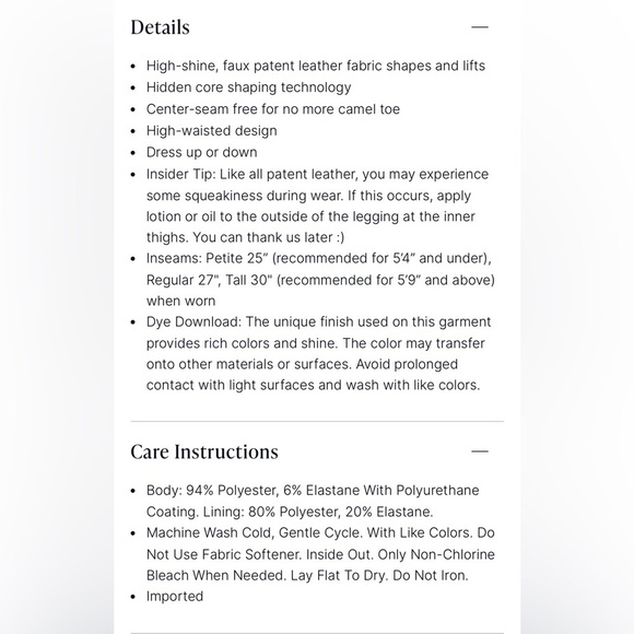 - SPANXshape Faux Leather patent leggings- size M - Picture 15 of 16